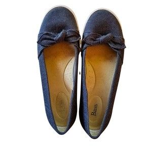 Bass Women's Denim Blue Slip On Loafers Flats Shoes Size 8
